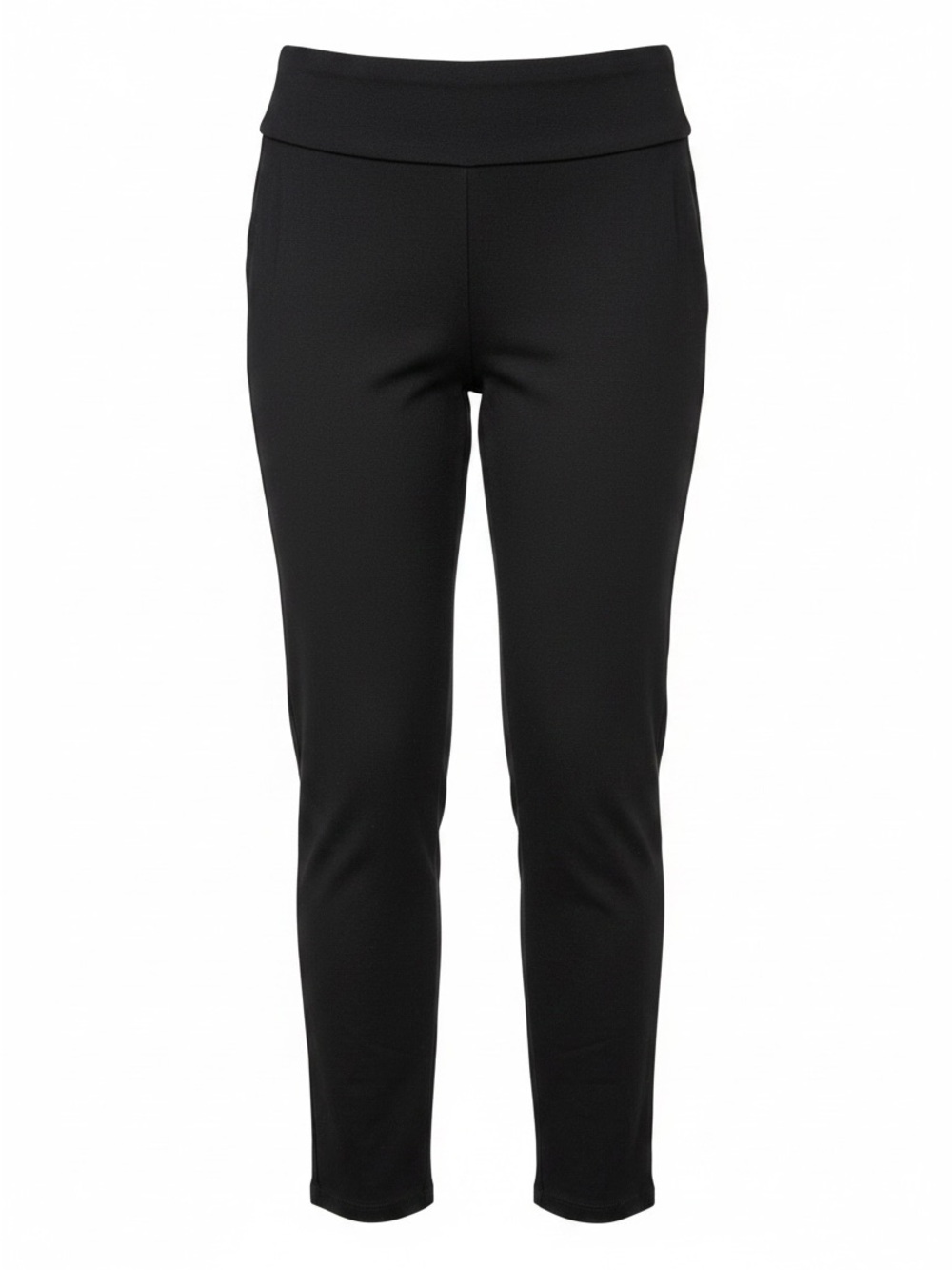 Dana Buchman Black Cropped Ponte Pants with Fold-Over Waistband